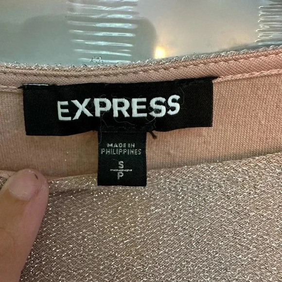 Express | Y2K Blush Pink Ruffle Metallic Sparkle Shimmer Blouse Size S Small - Picture 8 of 10